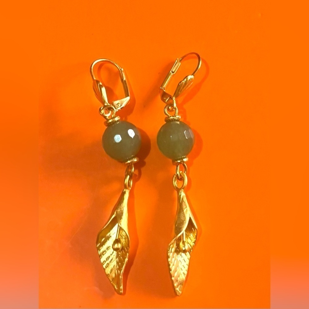Fashion jewelry stainless steel jade teardrop earrings
